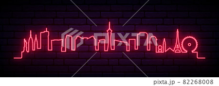 Red neon skyline of Las Vegas city. Red neon skyline of Las Vegas city. 82268008