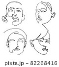 Young men and women Face line art hand drawn sketch 82268416