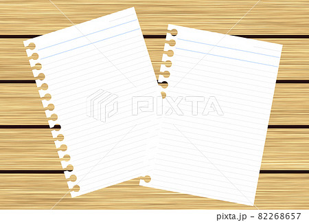 木目の背景にルーズリーフのイラストのイラスト素材 木目の背景にルーズリーフのイラストのイラスト素材