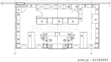 Architectural design small shop top view plan Vector. 82268994