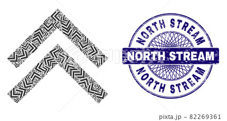 Shift Up Fractal Collage of Shift Up Items and Scratched North Stream Round Guilloche Seal 82269361