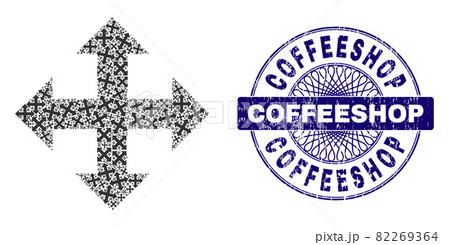 Expand Arrows Recursive Composition of Expand Arrows Items and Distress Coffeeshop Round Guilloche Stamp 82269364
