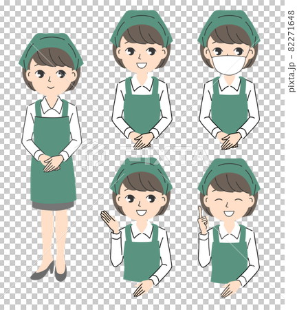 Illustration material of a female clerk working in a supermarket 82271648