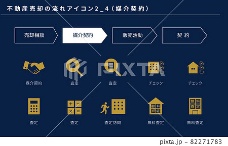 不動産売却の流れのシンプルアイコンセット2_4(媒介契約)、ベクター素材 不動産売却の流れのシンプルアイコンセット2_4(媒介契約)、ベクター素材 82271783