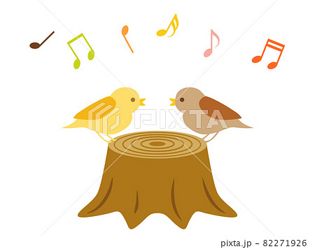 小鳥たちがお話をしているようなイラストのイラスト素材