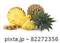 Whole pineapple and slice pineapple isolated on white background 82272356