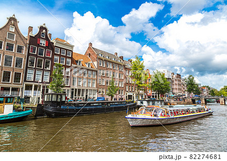 Amsterdam canals and  boats, Holland, Netherlands. 82274681