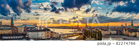 Scenic summer night panorama of Stockholm, Sweden Scenic summer night panorama of Stockholm, Sweden 82274766