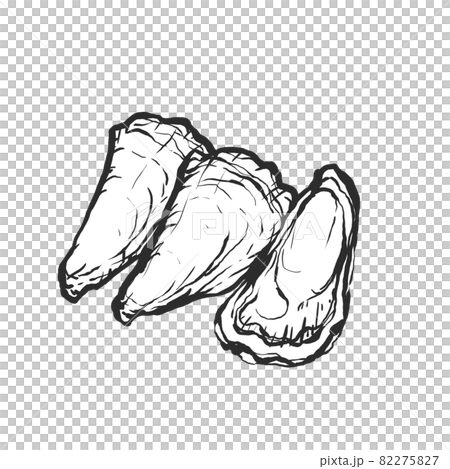 牡蠣の手描き筆絵風イラスト 牡蠣の手描き筆絵風イラスト 82275827