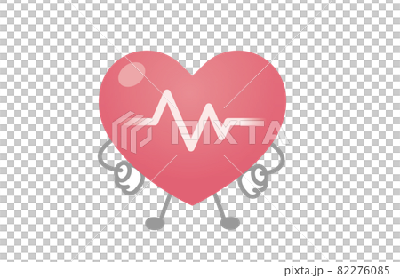 ハートのキャラクターのベクター イラスト 心電図 のイラスト素材