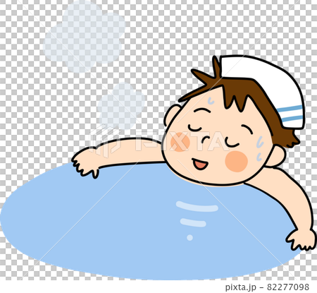 温泉に入ってゆっくり癒される男の子 82277098