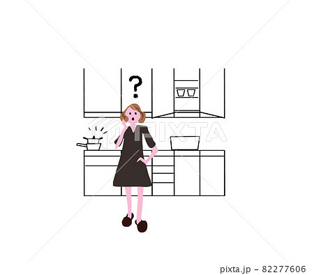 キッチンで何を探していたか忘れた女性 82277606