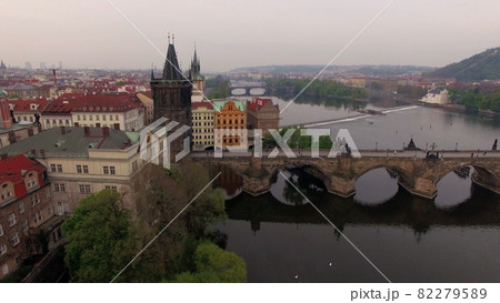 Aerial view along Vltava river in the summer Prague, Czech Republic Aerial view along Vltava river in the summer Prague, Czech Republic 82279589