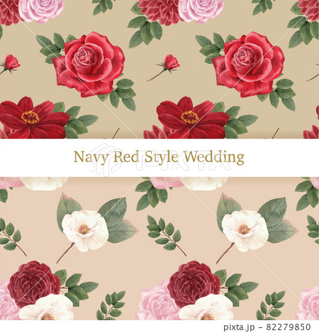 pattern seamless with red navy wedding…のイラスト素材 [82279850] - PIXTA
