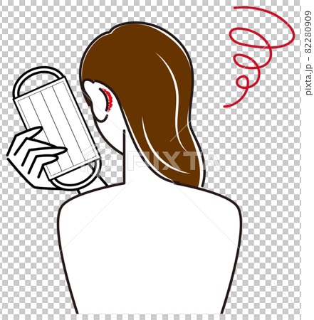 A woman who hurts because the back of her ear is hurt by wearing a skin care mask Simple Vector 82280909
