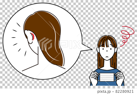 スキンケア マスクの着用が原因で耳の後ろ側が傷ついてしまい痛い女性 イラスト シンプル ベクター スキンケア マスクの着用が原因で耳の後ろ側が傷ついてしまい痛い女性 イラスト シンプル ベクター 82280921