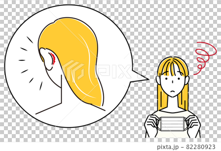 スキンケア マスクの着用が原因で耳の後ろ側が傷ついてしまい痛い女性 イラスト シンプル ベクター スキンケア マスクの着用が原因で耳の後ろ側が傷ついてしまい痛い女性 イラスト シンプル ベクター 82280923