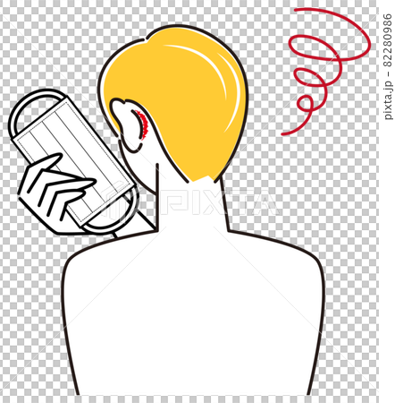 A man who hurts because the back of his ear is hurt by wearing a skin care mask Simple Vector 82280986