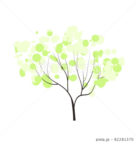 handdrawn tree with tender bubble crown spring forest doodles vector season winter, spring, summer. flat 82281370