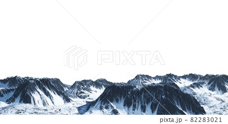 Snowy mountains Isolate on white background 3d illustration 82283021
