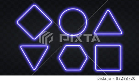 Set of blue glowing neon frames on dark backgroundのイラスト素材 [82283720 ...