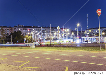 Traffic cars on one of the streets in Moscow (summer evening), Russia 82283874