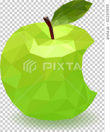 かじられた青リンゴのおしゃれなポリゴンイラスト 82283959