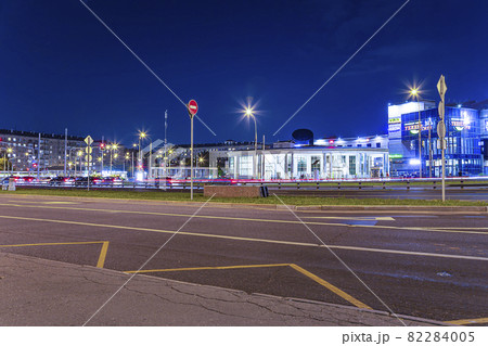 Traffic cars on one of the streets in Moscow (summer evening), Russia 82284005