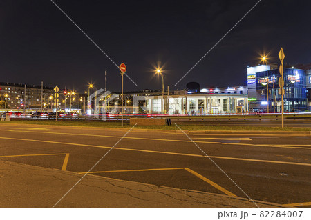 Traffic cars on one of the streets in Moscow (summer evening), Russia 82284007