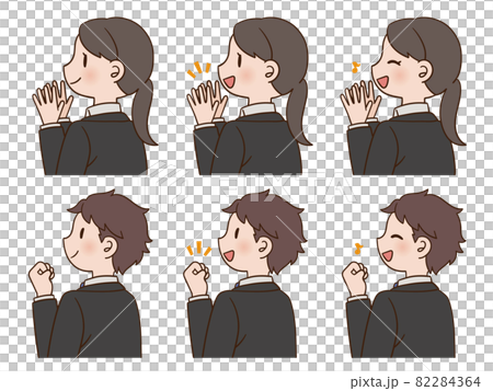 スーツ姿の横向きの男女 セットのイラスト素材