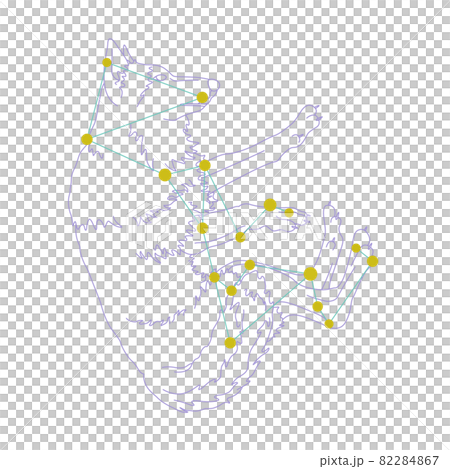 88星座シリーズA-白背景に星座絵と星座線-おおかみ座 88星座シリーズA-白背景に星座絵と星座線-おおかみ座 82284867