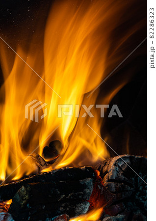 Fire Flames in a Oven 82286323