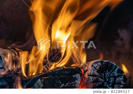 Fire Flames in a Oven 82286327