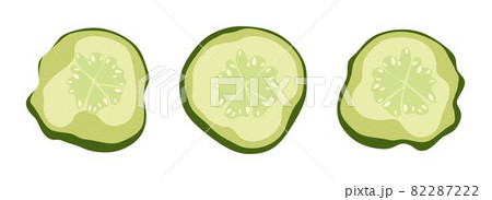 Cucumbers pickled slices set. Vector illustration. A concept for stickers, posters, postcards, websites and mobile applications. Cucumbers pickled slices set. Vector illustration. A concept for stickers, posters, postcards, websites and mobile applications. 82287222