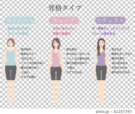 骨格診断イラスト　3タイプ　正面　 82287393