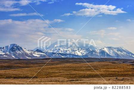 View of autumn mutnovsky volcano on the Kamchatka Peninsula 82288583