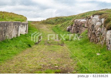 The ruins of Lenan Head fort at the north coast of County Donegal, Ireland. The ruins of Lenan Head fort at the north coast of County Donegal, Ireland. 82288626