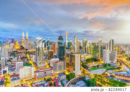 Downtown Kuala Lumpur skyline at twilight 82289017