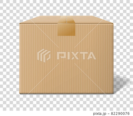 Realistic cardboard box, closed side view 82290076