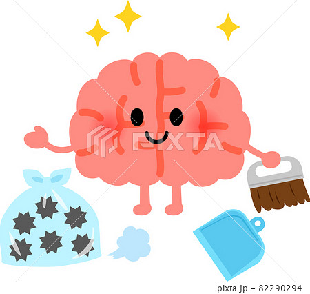 掃除する脳のキャラクター デトックスのイラスト素材 掃除する脳のキャラクター デトックスのイラスト素材