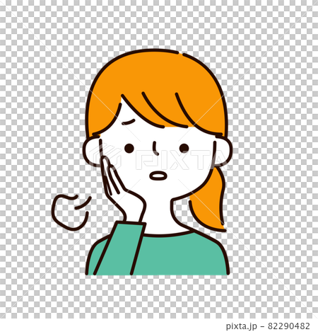 ため息をつく困り顔の女性の上半身イラストアイコンのイラスト素材 2904