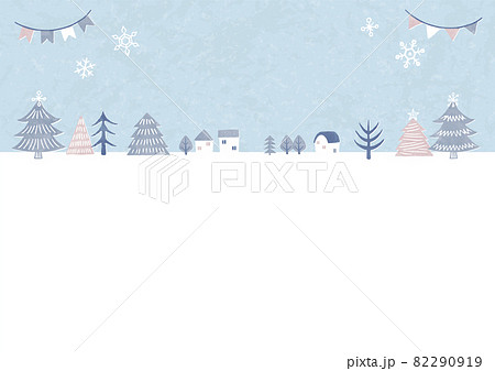 冬 クリスマスの街並み風景のイラスト素材
