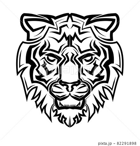 tiger head line drawing