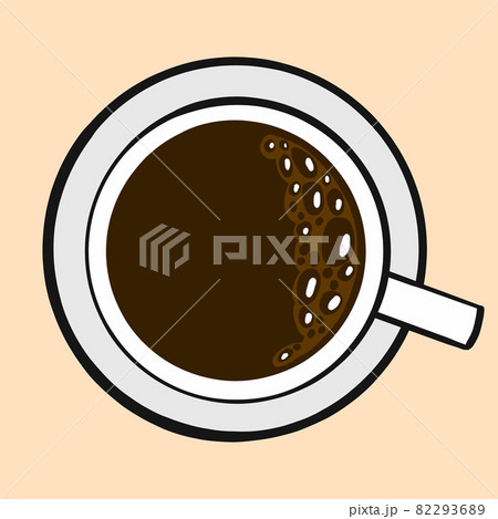 Top view of hot coffee cup vector on orange background Top view of hot coffee cup vector on orange background 82293689