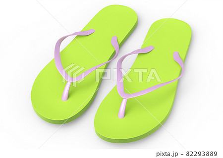 Beach green flip-flops or sandals isolated on white background. Beach green flip-flops or sandals isolated on white background. 82293889