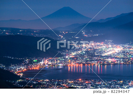 《長野県》富士山・高ボッチ高原の眺め 《長野県》富士山・高ボッチ高原の眺め 82294347