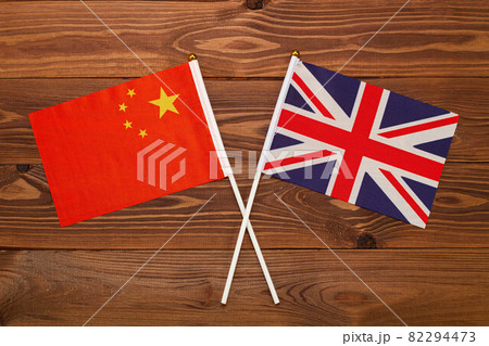 Flag of China and flag of Great Britain crossed with each other. China vs Great Britain Flag of China and flag of Great Britain crossed with each other. China vs Great Britain 82294473