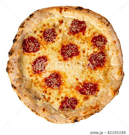 Isolated pizza arrabbiata with sesame seeds Isolated pizza arrabbiata with sesame seeds 82295289