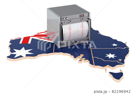 Earthquake in Australia, concept. Seismograph on the Australian map. 3D rendering 82296942