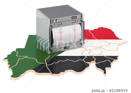 Earthquake in Sudan, concept. Seismograph on the Sudanese map. 3D rendering 82296954
